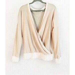 Pale Pink Wrap Style Waffle Knit Sweater